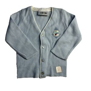 Vtg 1980's Childwise Baby Toddler Sweater Blue Coastal Nautical Preppy 18 Months